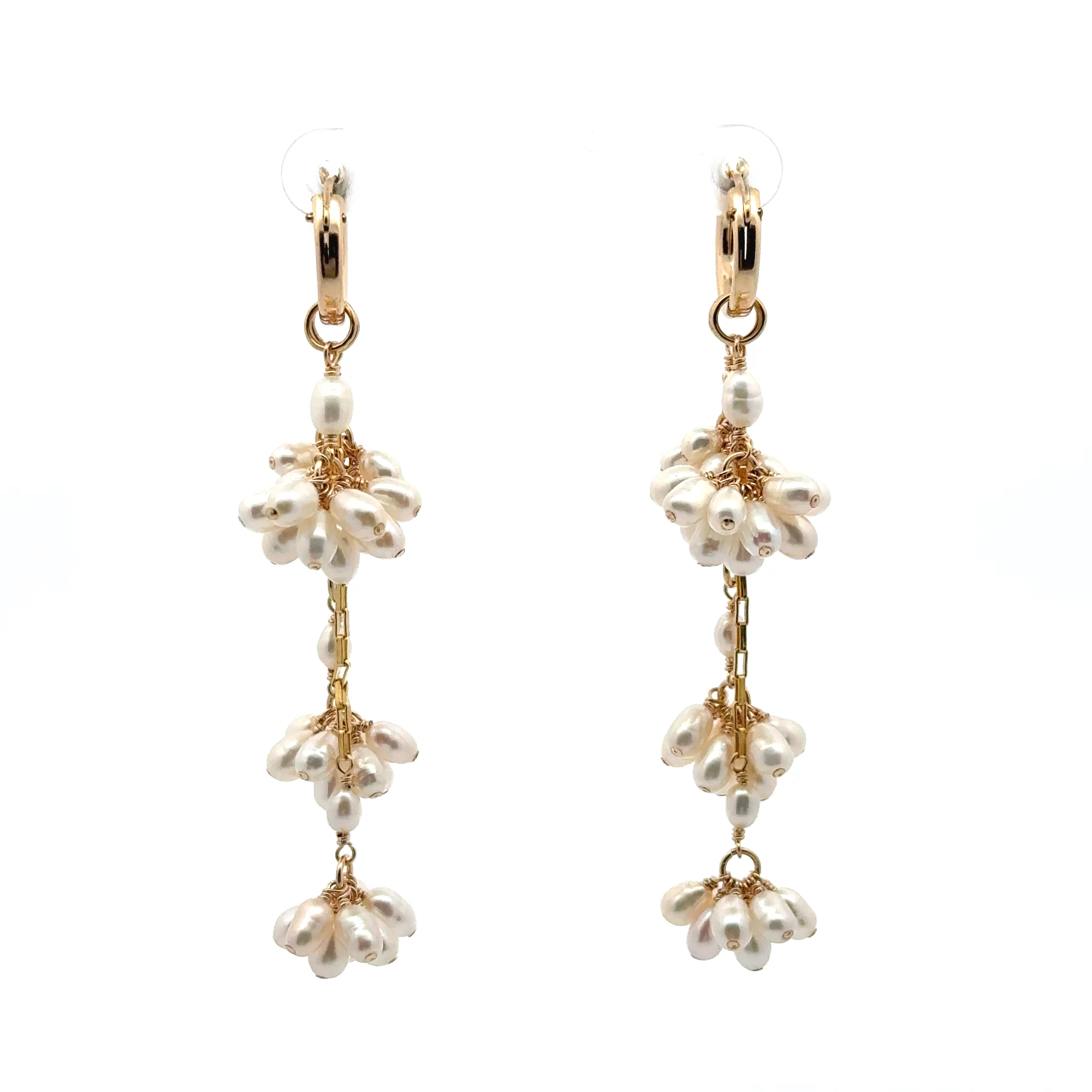 Versa Pearl Cluster Hoop Drop Earrings
